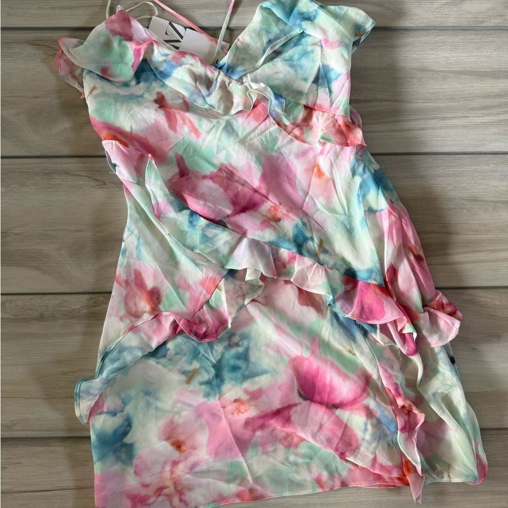 ZARA Ruffled Mini Dress Medium NWT IN PACKAGE - Picture 5 of 8